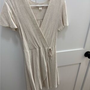 Elegant Cream Wrap Dress